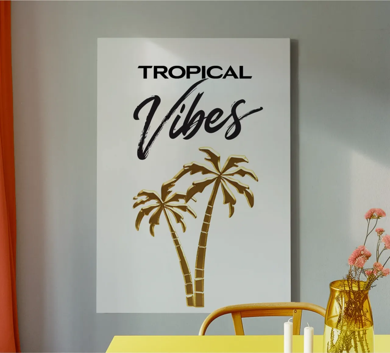 Gold Palm Trees Art Print - Hand-Drawn Cursive & Modern Lett canvas by inspirational quote