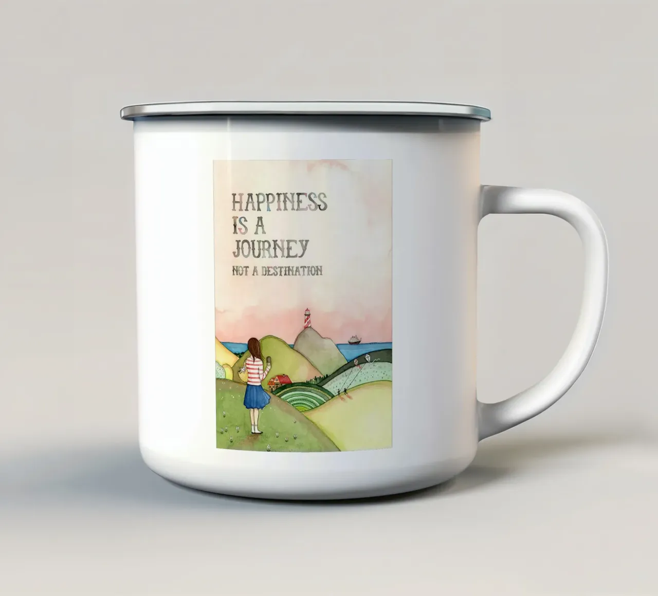 La felicità è un viaggio tazza in smalto da art quots shop