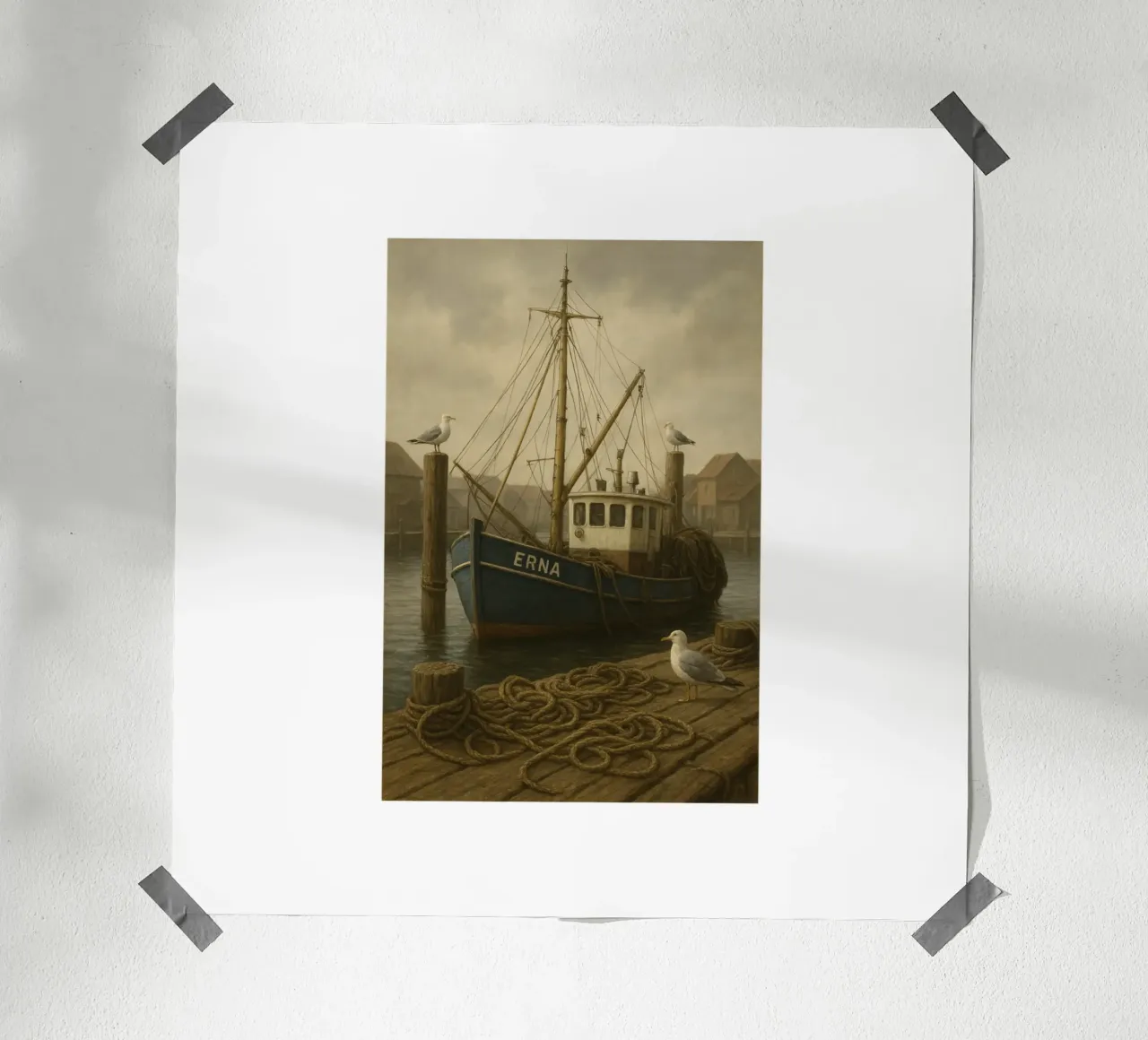 Fischkutter im Hafen Poster von Fies&Fein