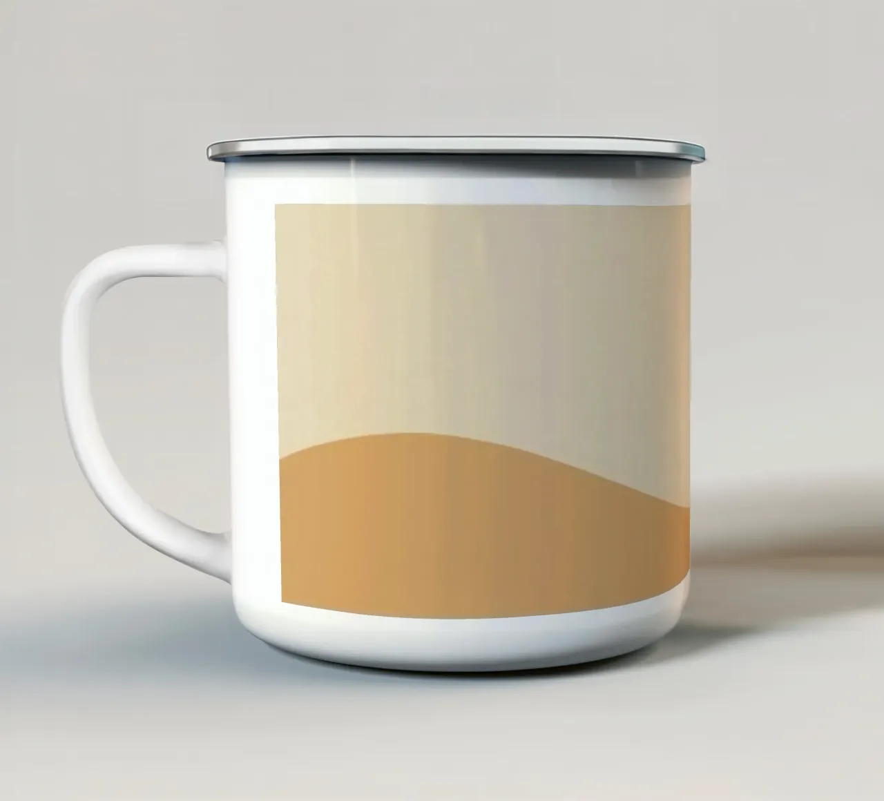 Paesaggio desertico con cactus Saguaro e illustrazione del sole tazza in smalto da DesignDoodle