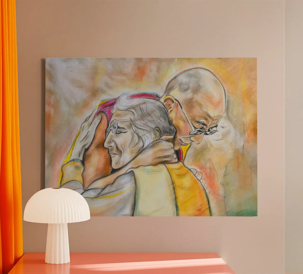 Dalai Lama, In het licht van mededogen canvas met Baklijst van Happy 😃 Art 🎨 by Christine Schnoell
