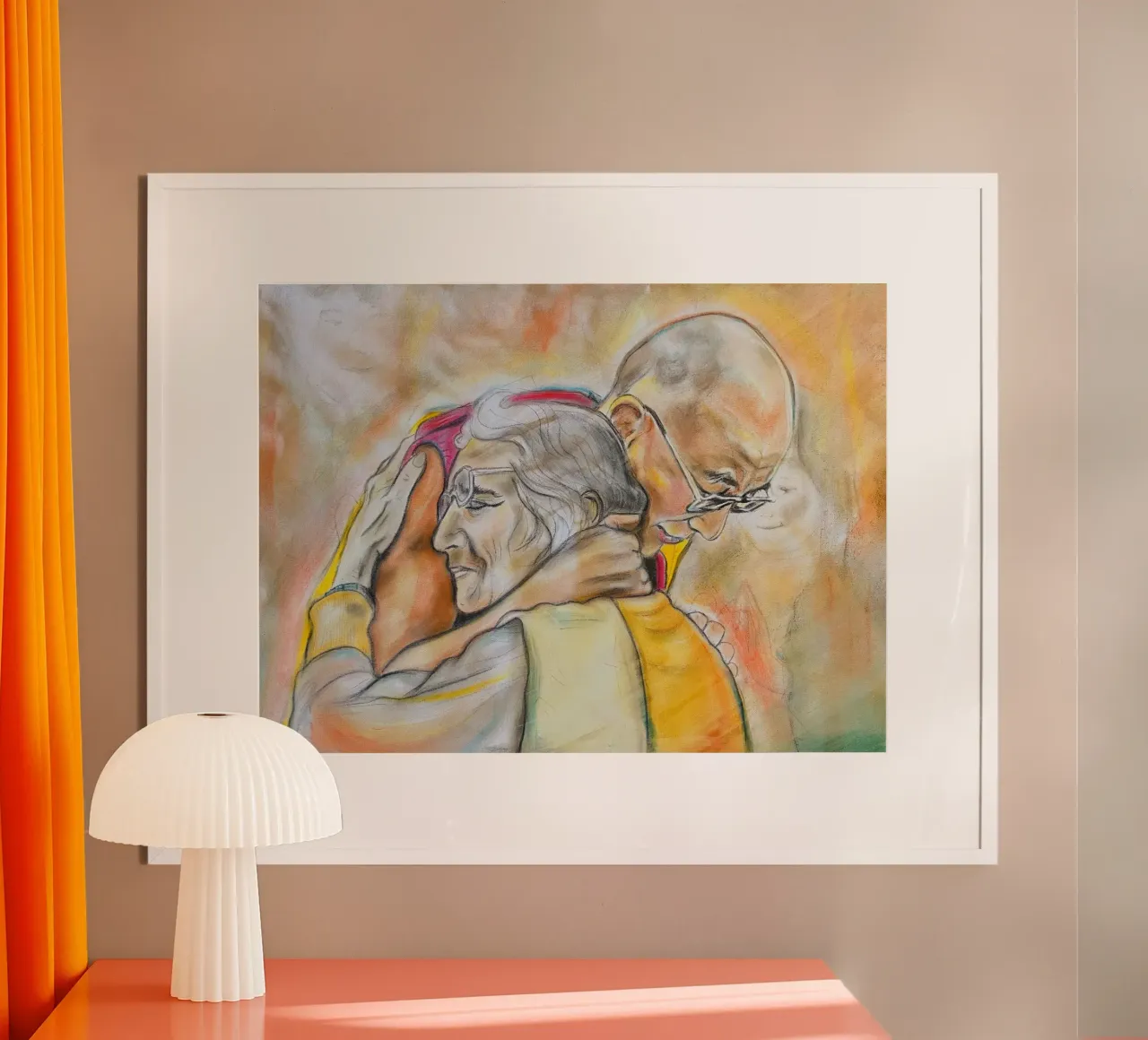 Dalai Lama, Alla luce della compassione poster con telaio in alluminio da Happy 😃 Art 🎨 by Christine Schnoell