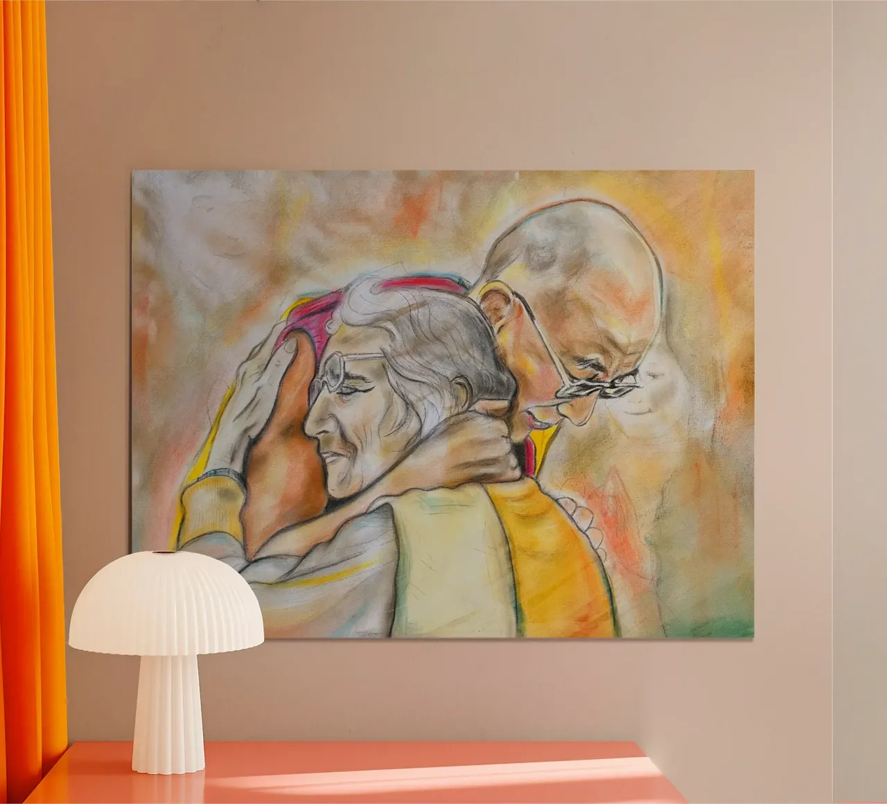 Dalai Lama, Alla luce della compassione poster con telaio in alluminio da Happy 😃 Art 🎨 by Christine Schnoell