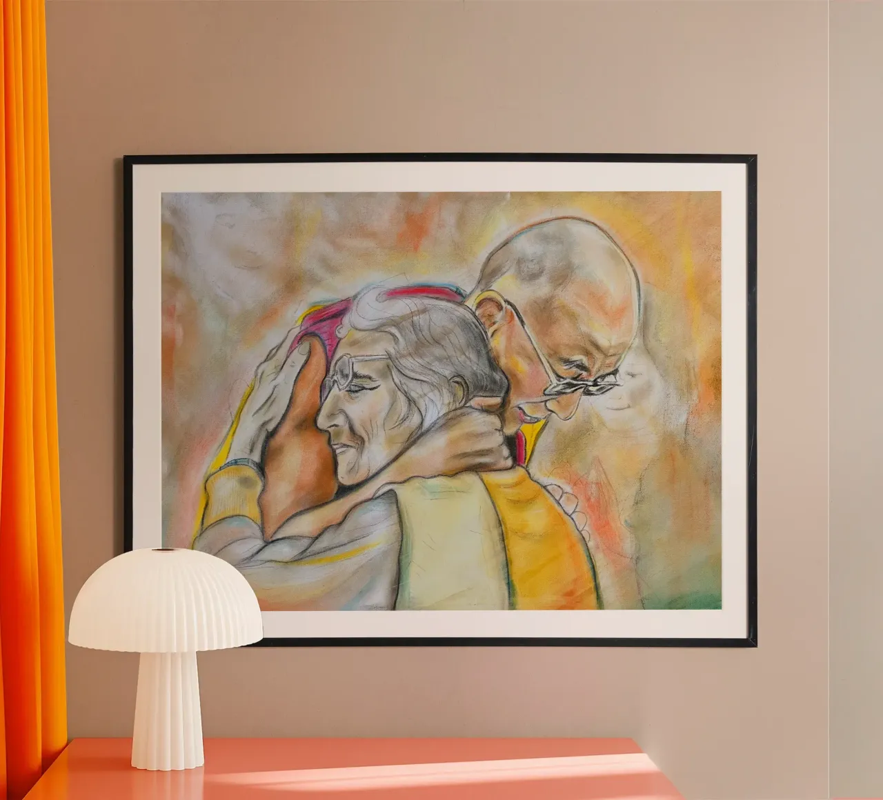 Dalai Lama, Alla luce della compassione poster con telaio in alluminio da Happy 😃 Art 🎨 by Christine Schnoell
