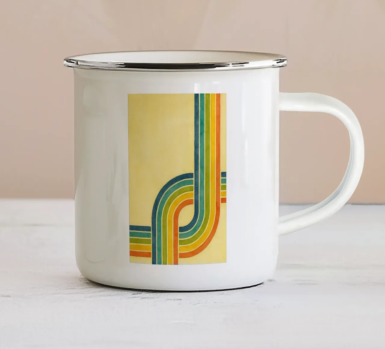 linea astratta pittura colorata tazza in smalto da mompunks