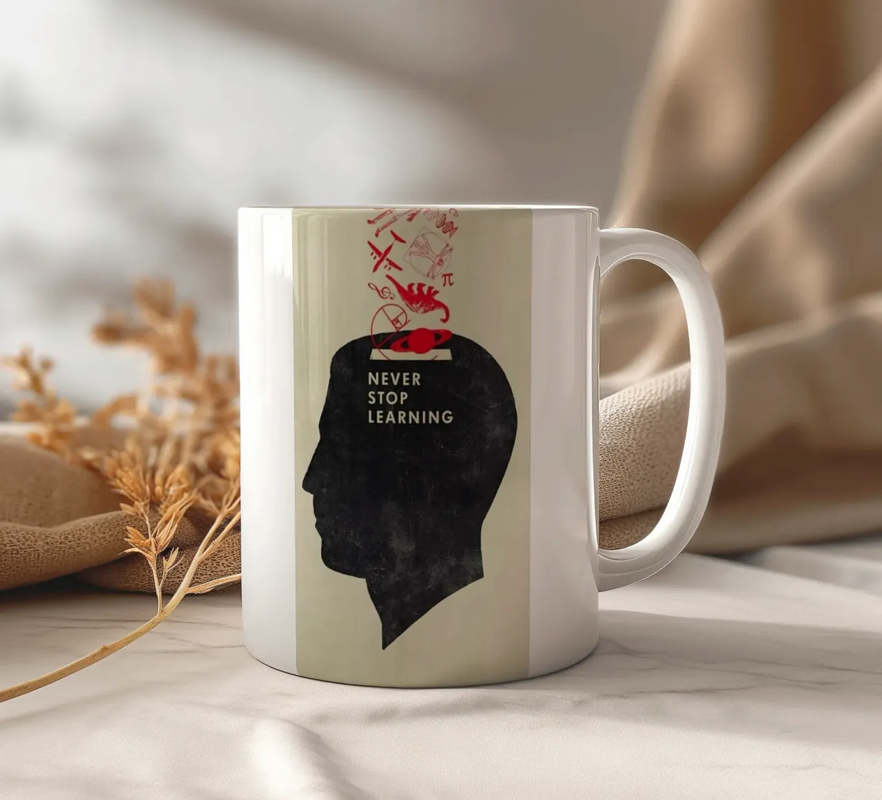 never stop learning ceramic mug by art quots shop