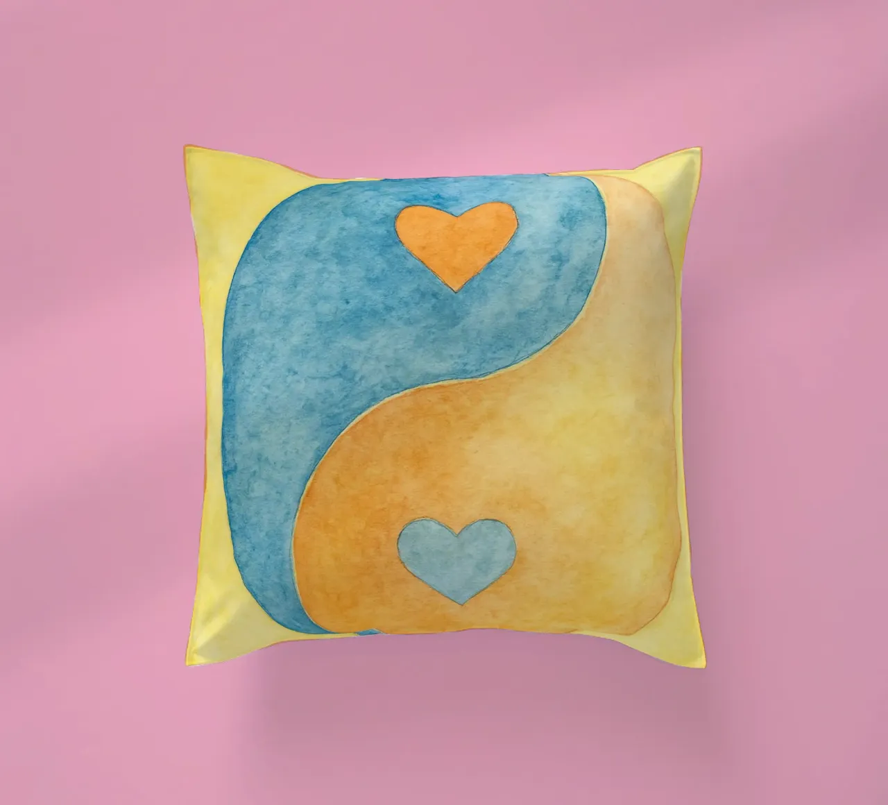 amore yin yang pittura colorata cuscino da vickeyroads