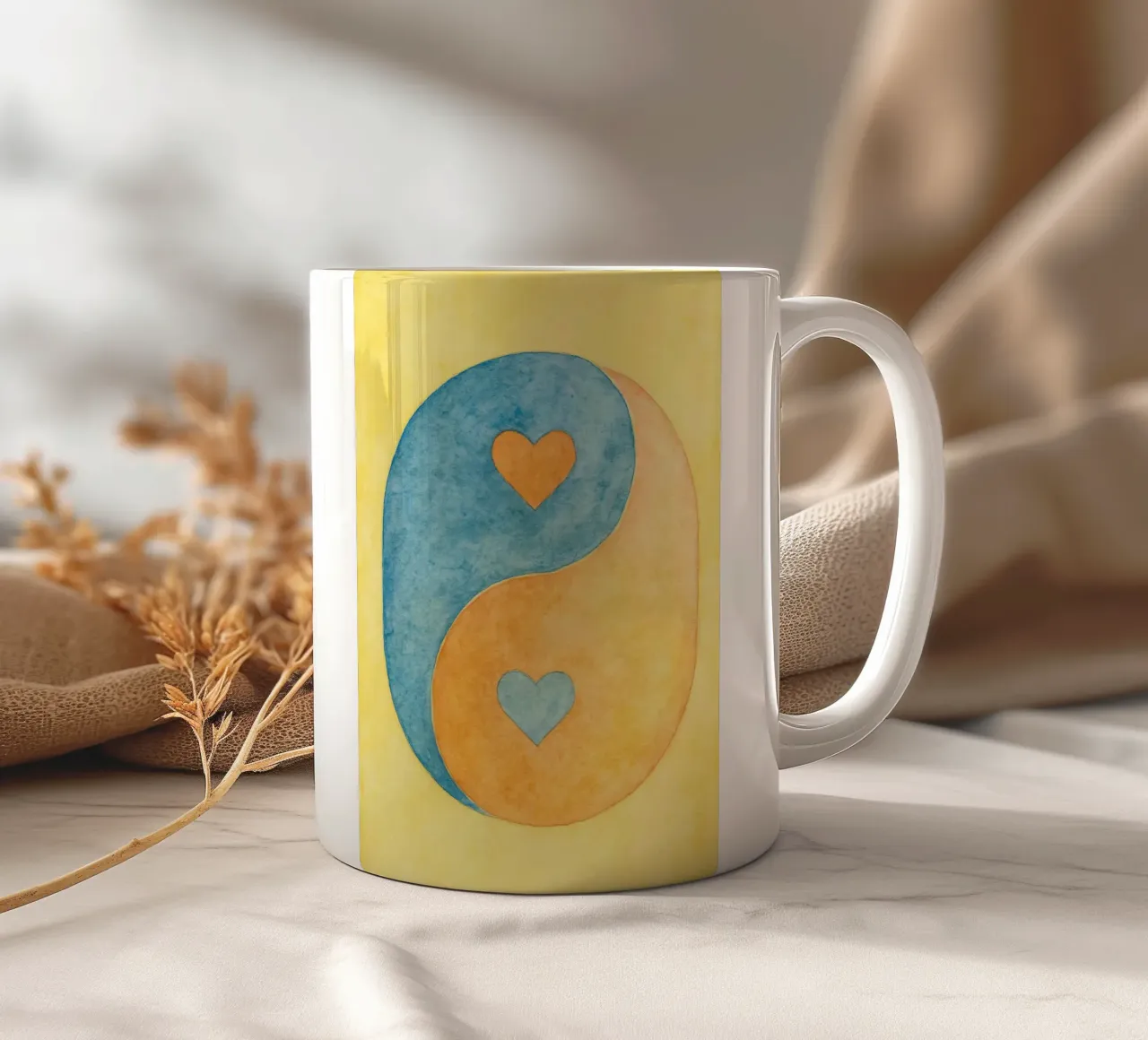 amore yin yang pittura colorata tazza in ceramica da vickeyroads