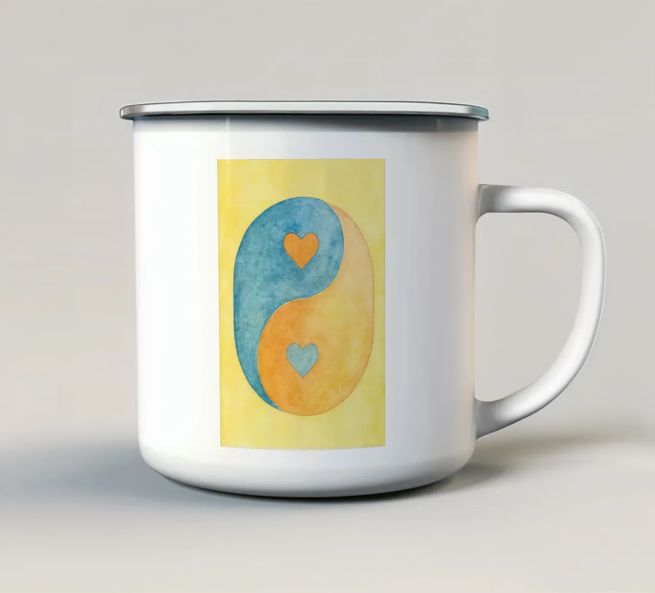 amore yin yang pittura colorata tazza in smalto da vickeyroads