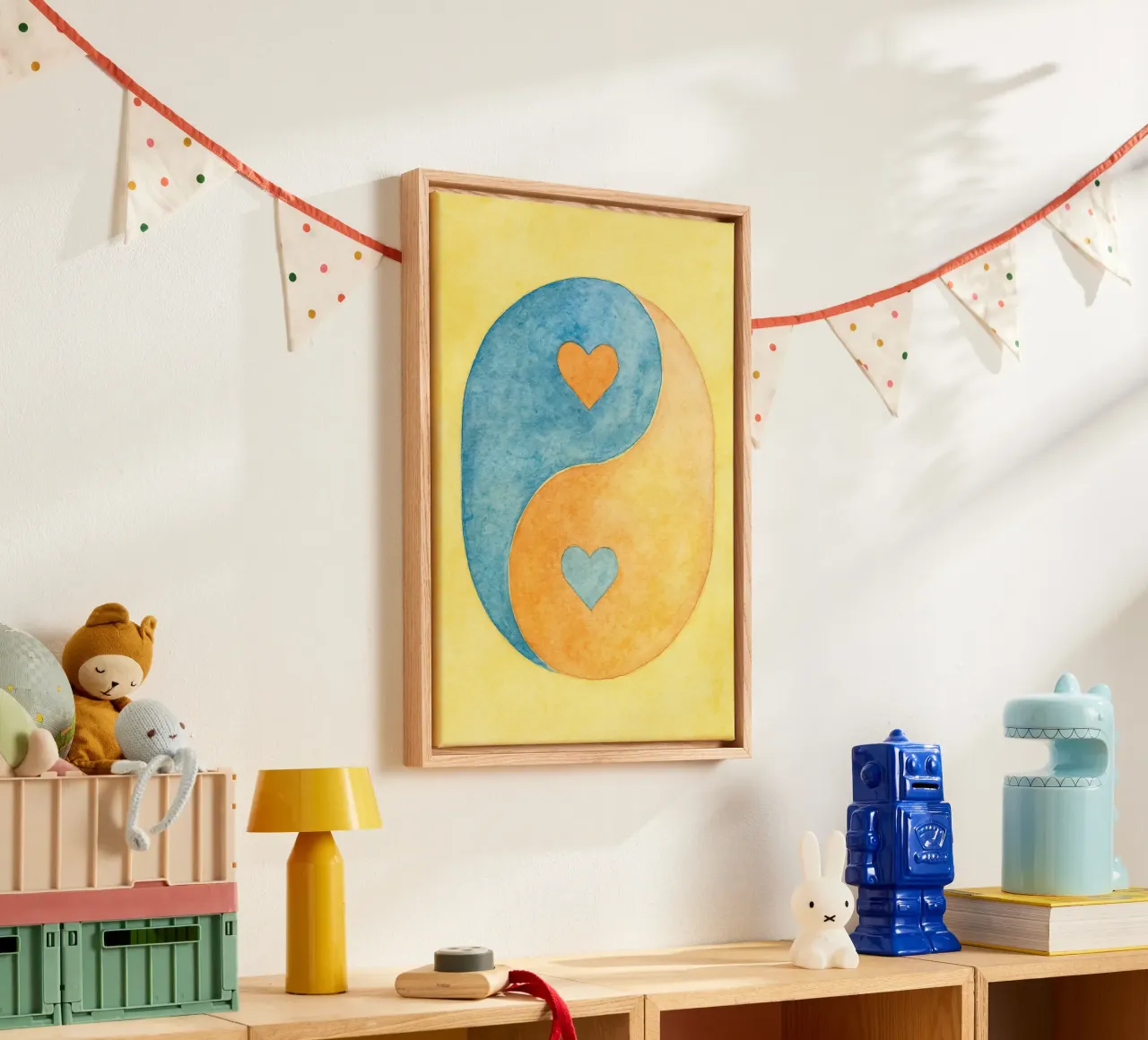 amore yin yang pittura colorata tela con Cornice a cassetta da vickeyroads