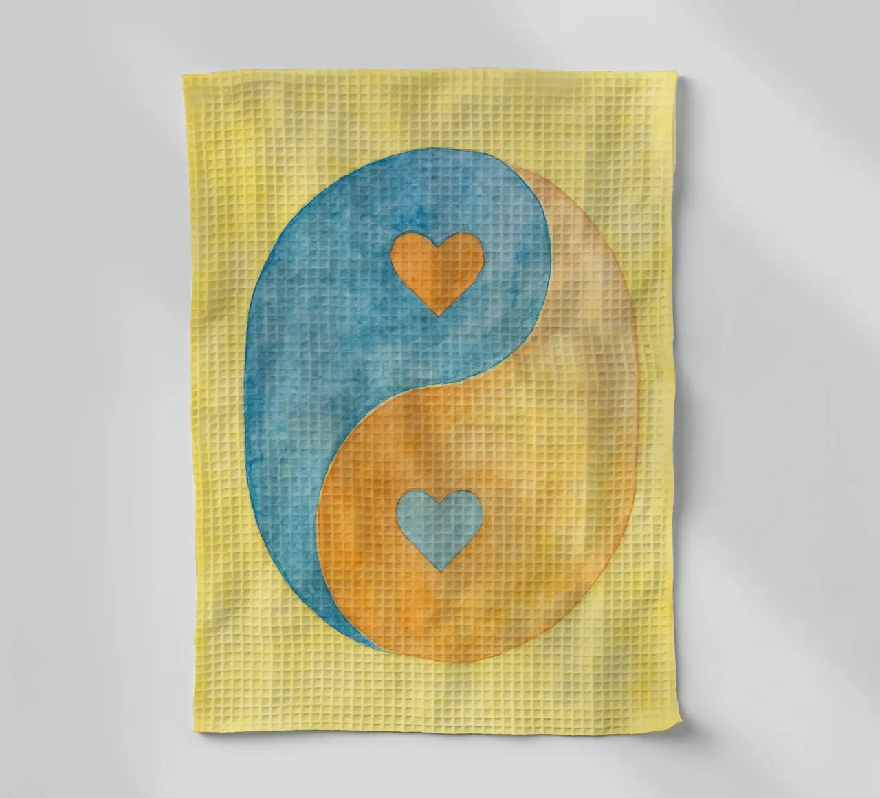 amour yin yang peinture colorée torchon de vickeyroads