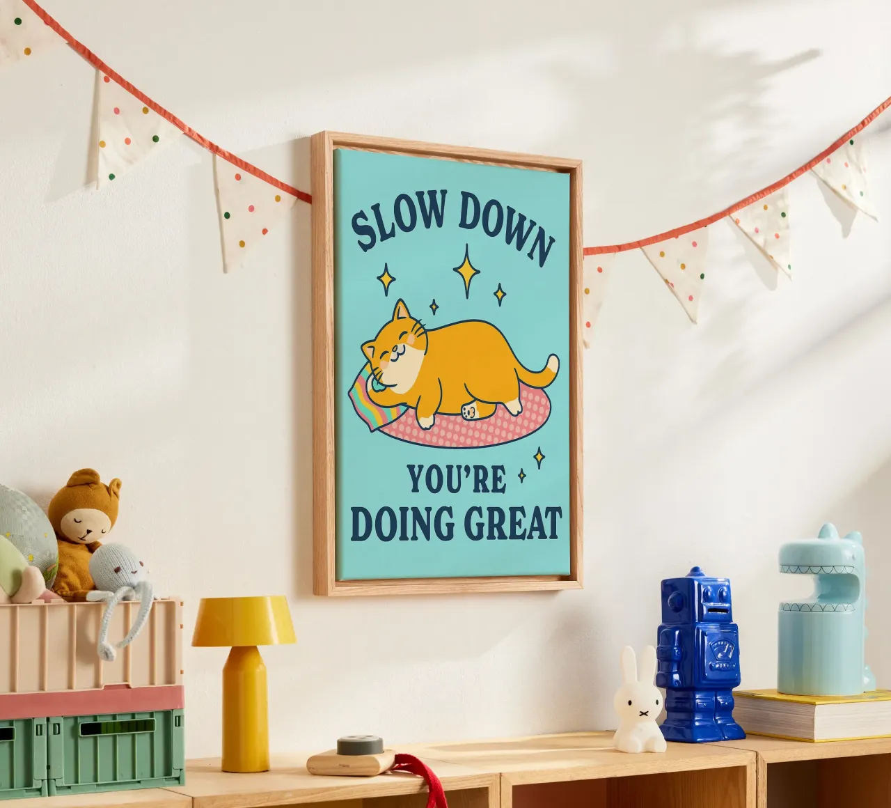 Mach langsam, du machst das toll Leinwand mit Schattenfugenrahmen von mompunks