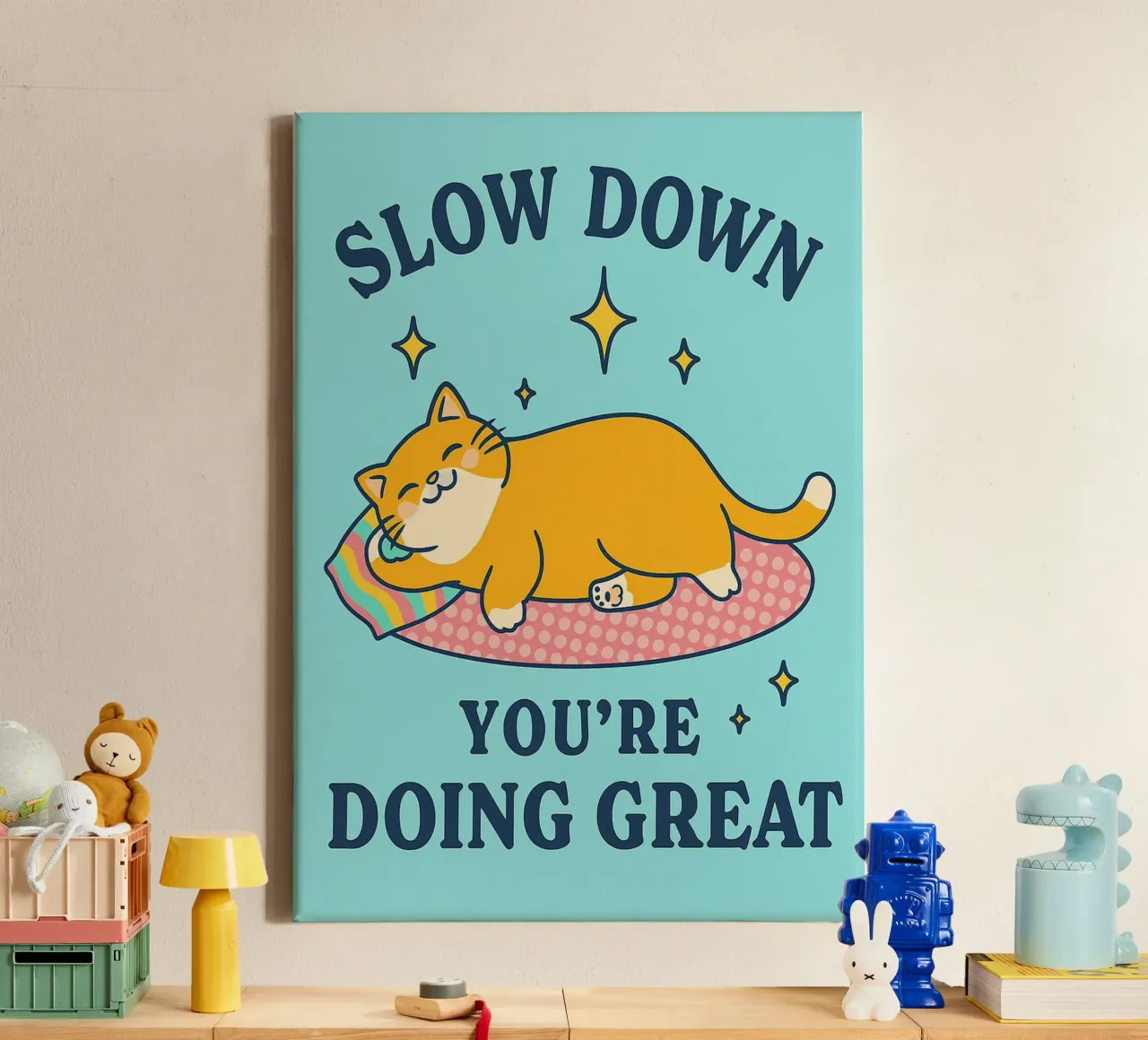 Mach langsam, du machst das toll Leinwand mit Schattenfugenrahmen von mompunks