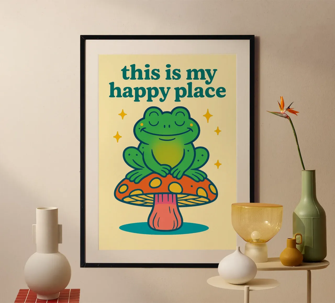 questo è il mio posto felice poster con telaio in plastica da mompunks