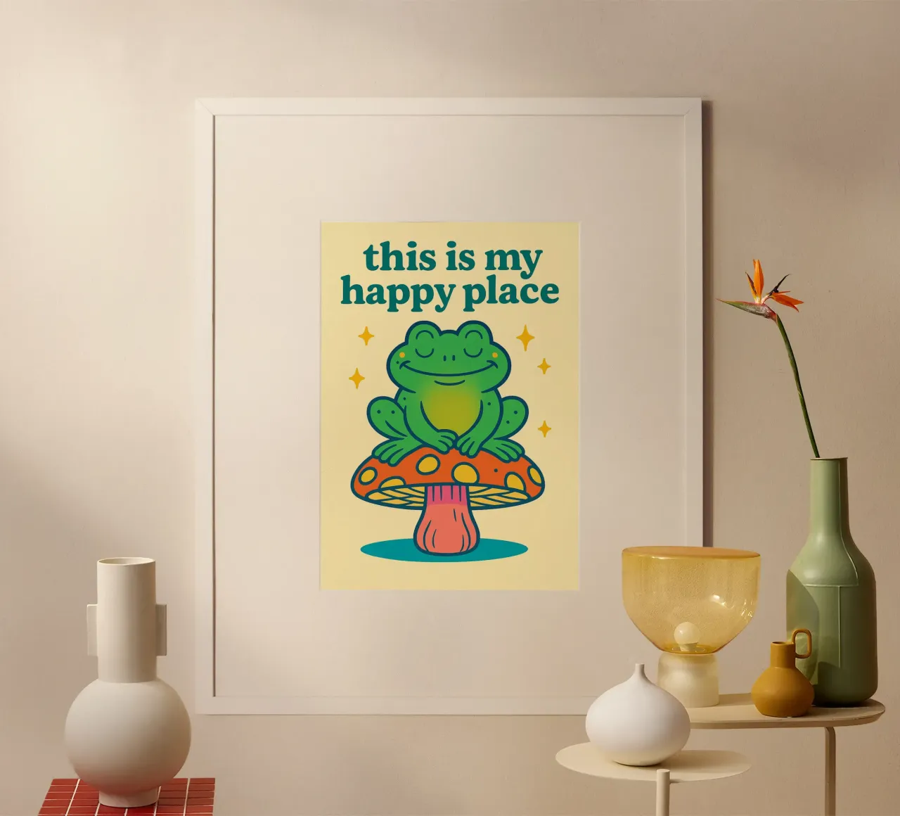 questo è il mio posto felice poster con telaio in plastica da mompunks