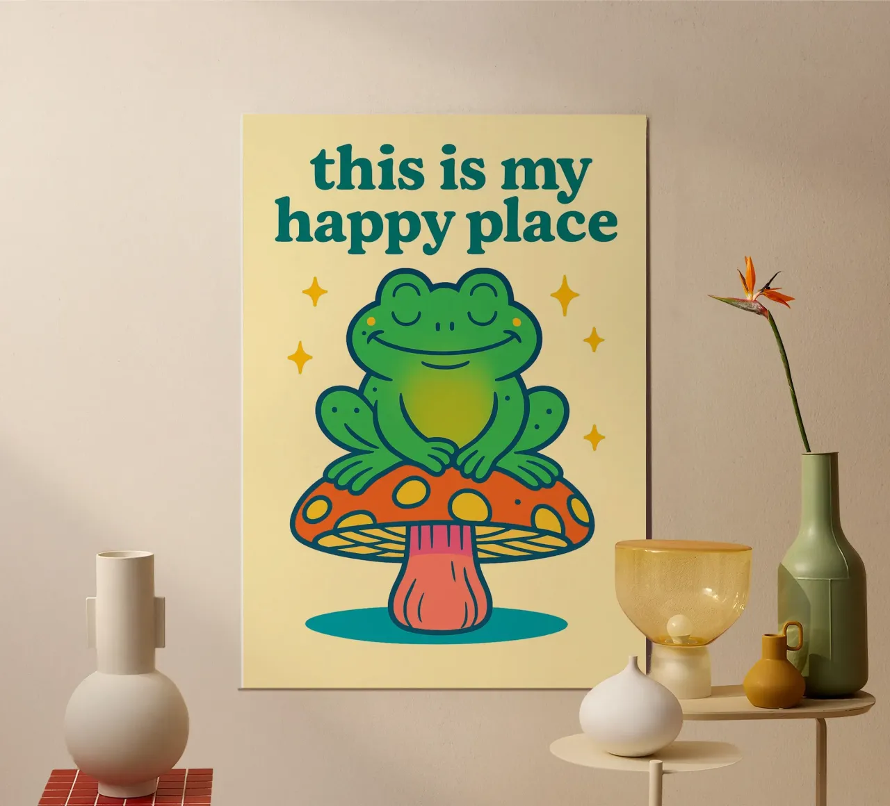 questo è il mio posto felice poster con telaio in plastica da mompunks