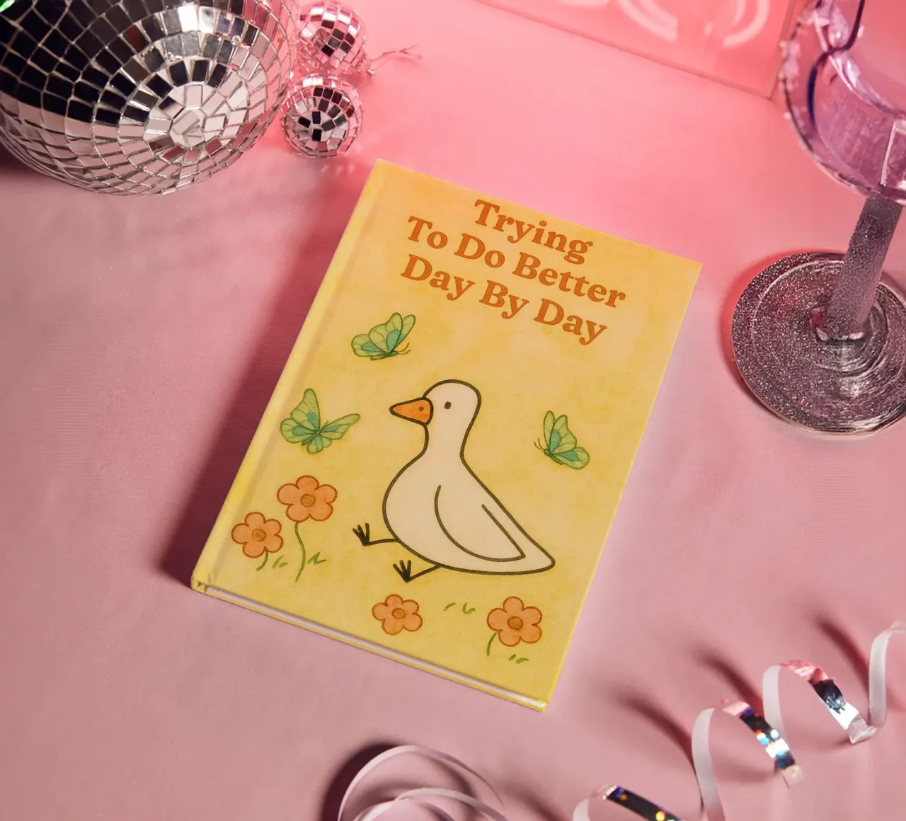 trying to do better day by day goose notebook by mompunks