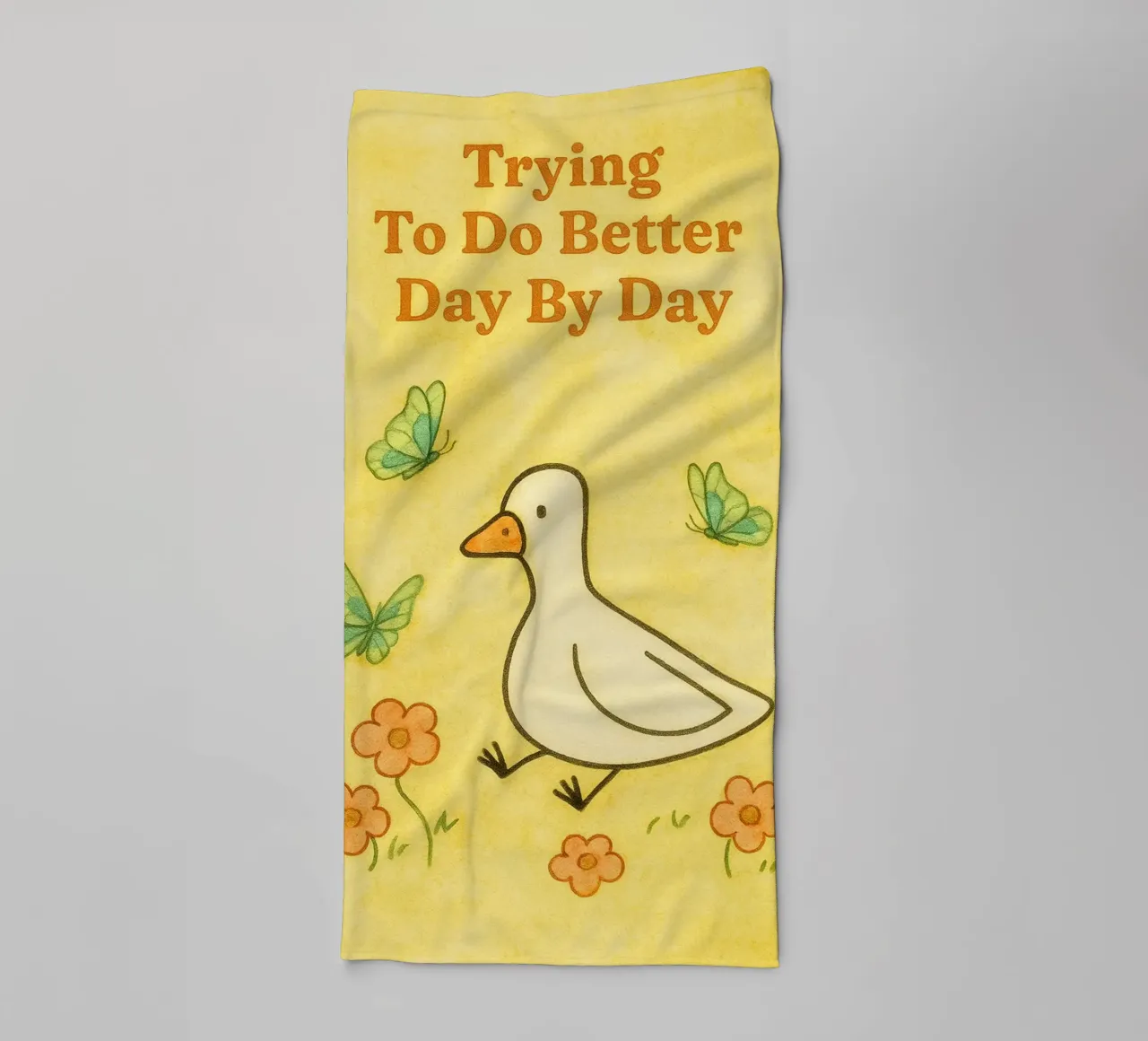 trying to do better day by day goose towel by mompunks