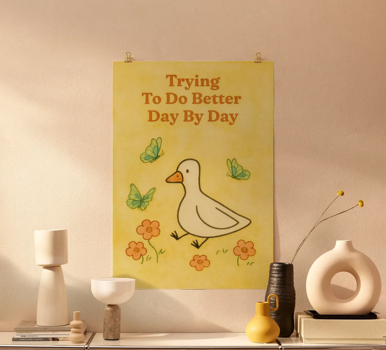 trying to do better day by day goose poster by mompunks