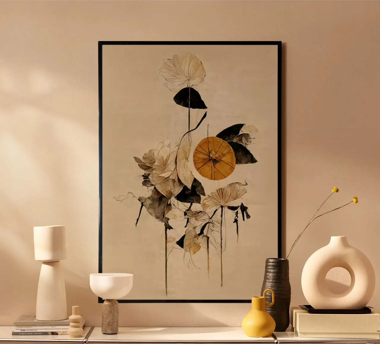The Golden Wheel poster con telaio in legno da treechild