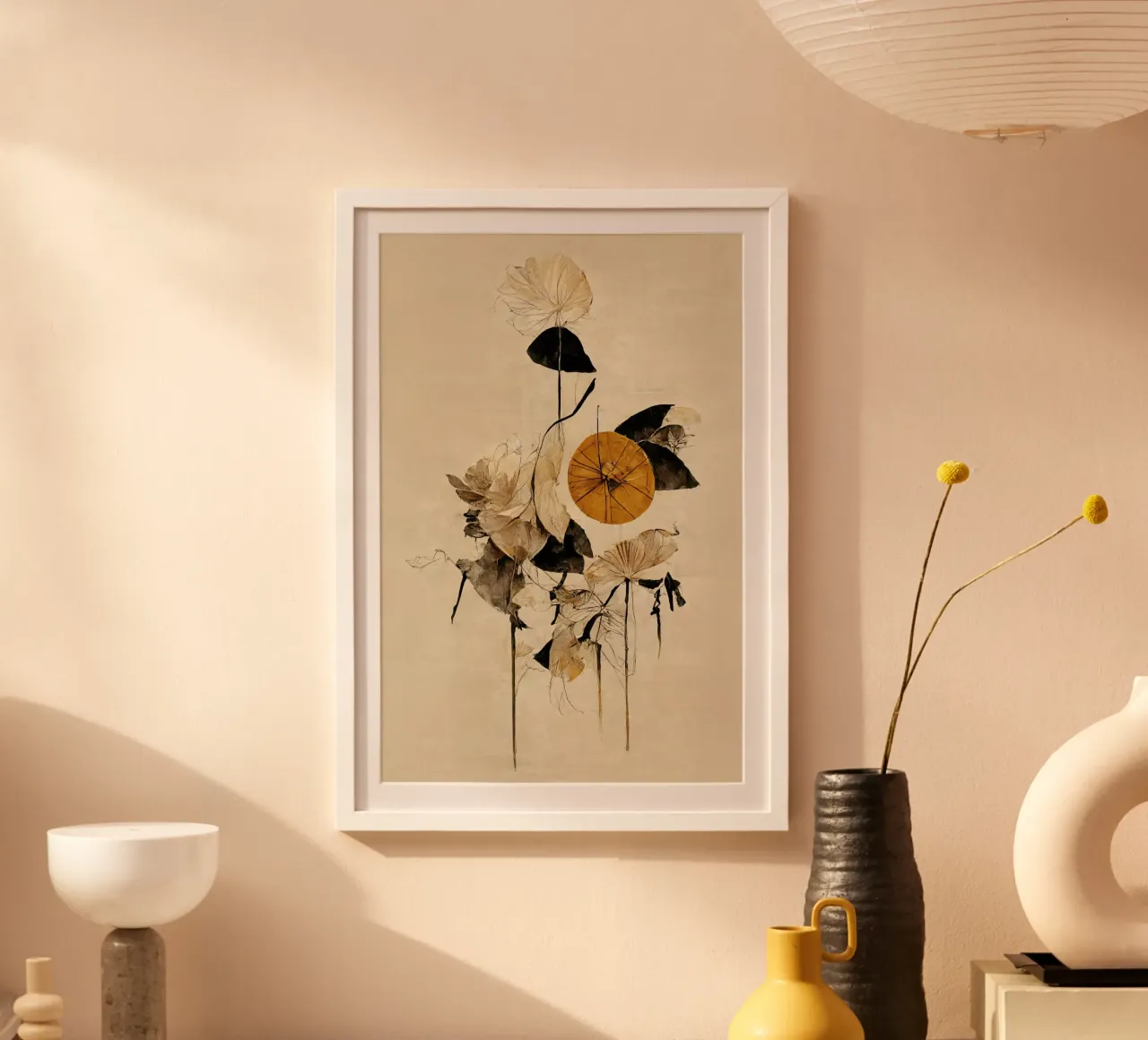 The Golden Wheel poster con telaio in legno da treechild