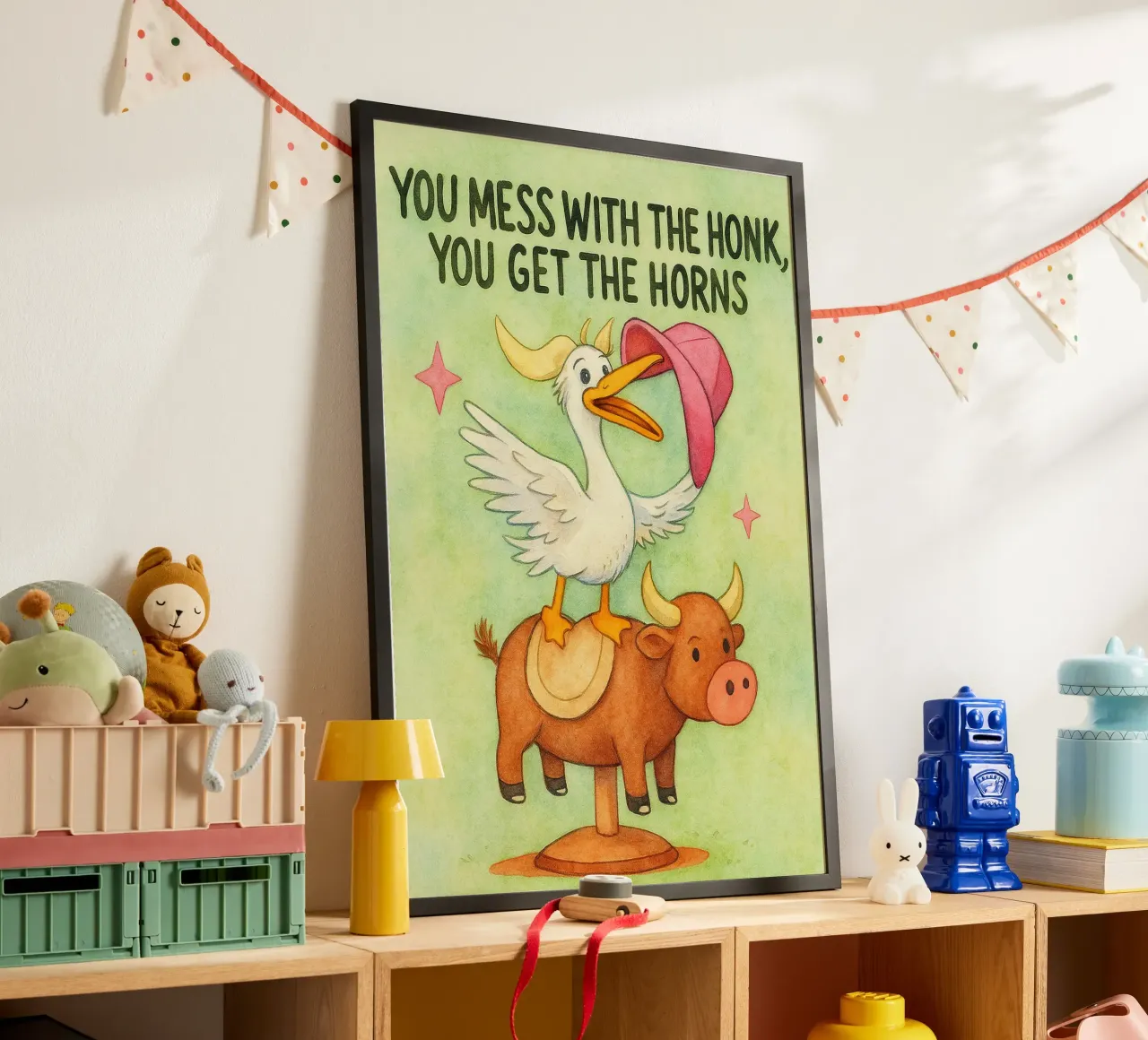 si prendono le corna poster con telaio in plastica da mompunks