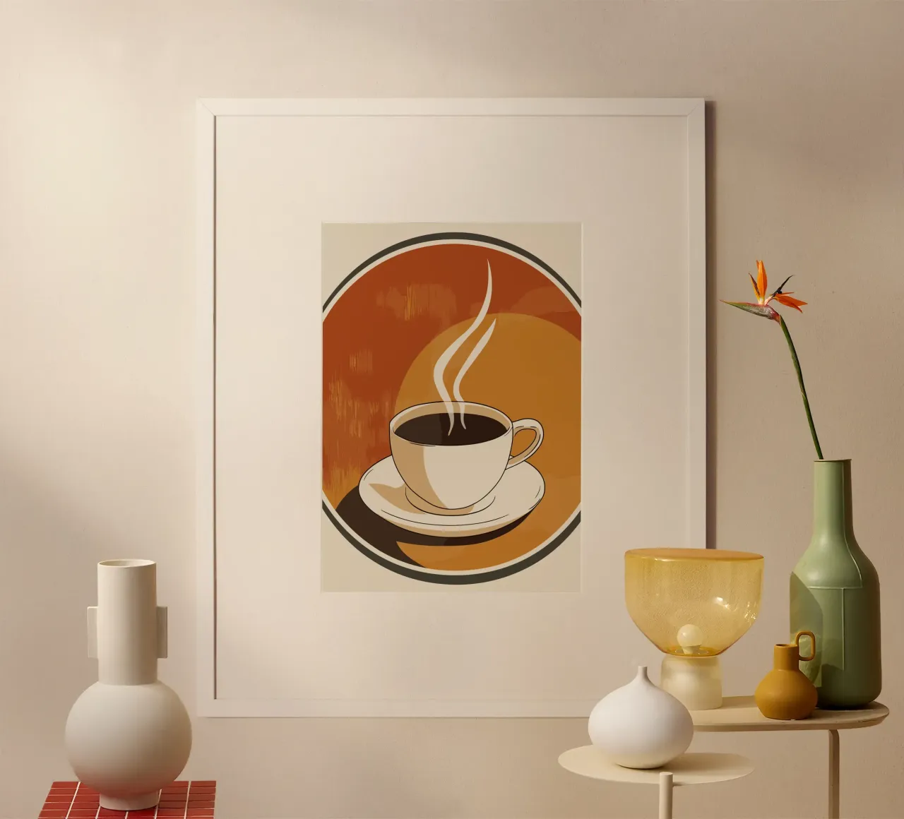 Pausa caffè in stile retrò poster con telaio in alluminio da pixelbull - medieval art and more
