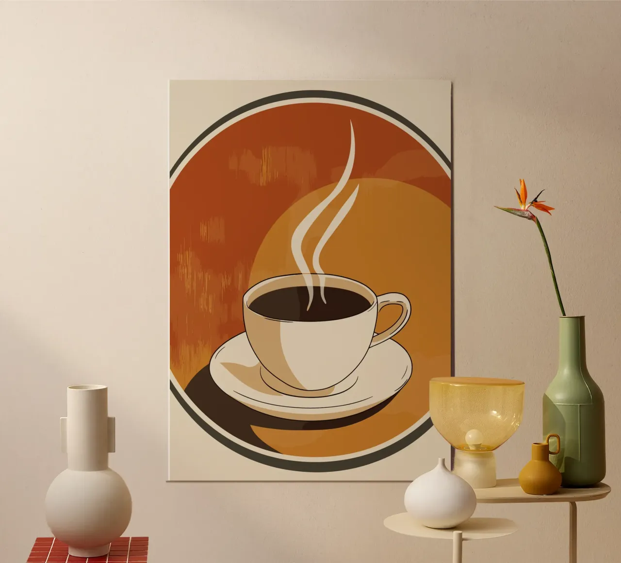 Pausa caffè in stile retrò poster con telaio in alluminio da pixelbull - medieval art and more