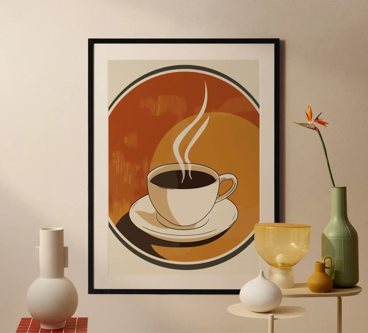 Pausa caffè in stile retrò poster con telaio in alluminio da pixelbull - medieval art and more