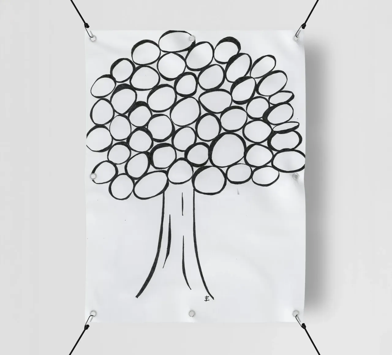Albero in bianco e nero telo in pvc da Sabine Klein
