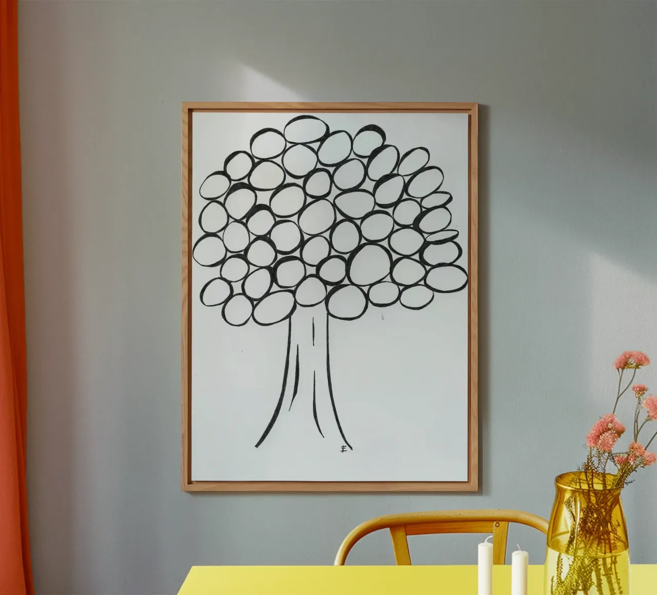 Albero in bianco e nero alluminio dibond da Sabine Klein