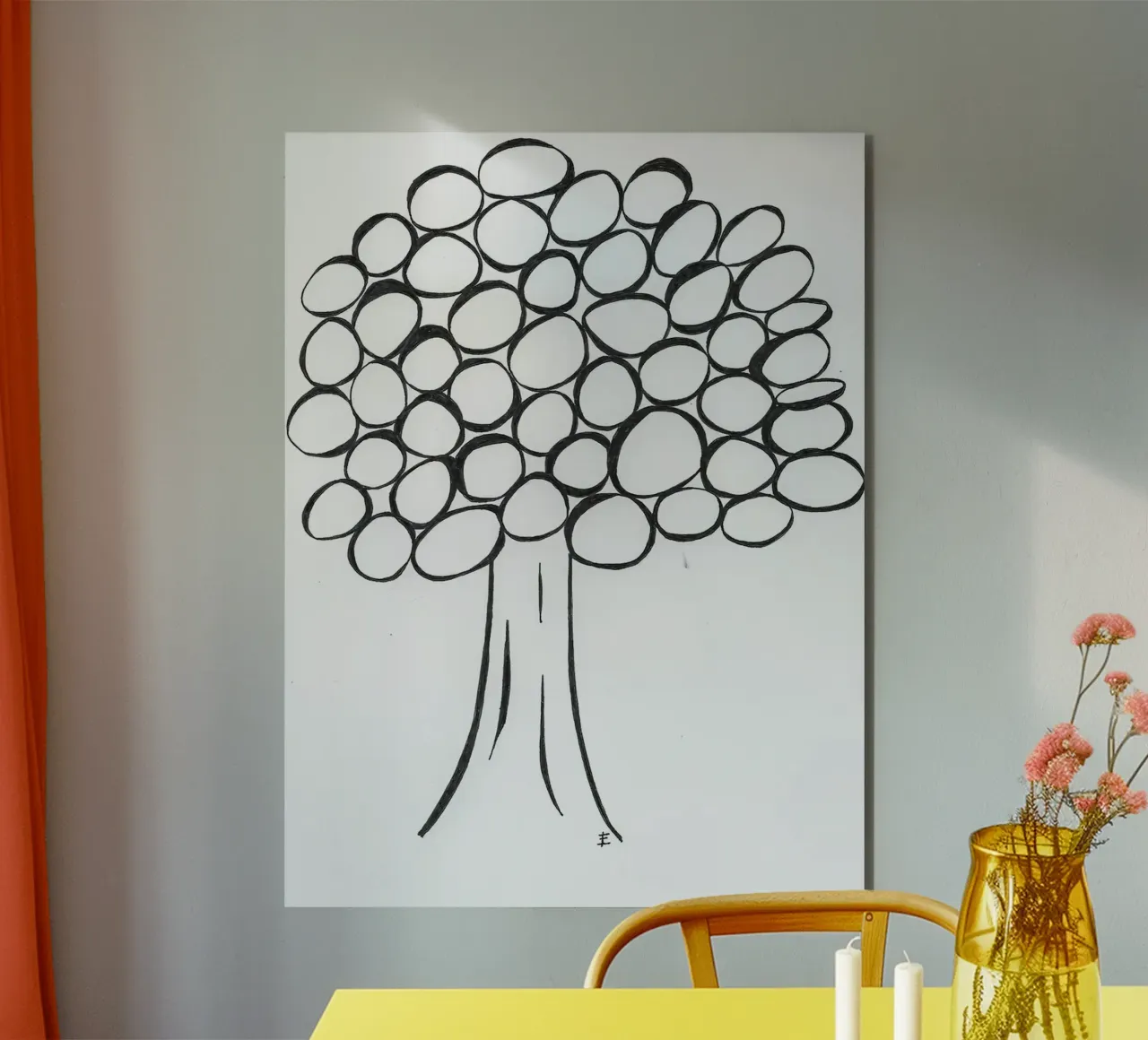 Albero in bianco e nero alluminio dibond da Sabine Klein