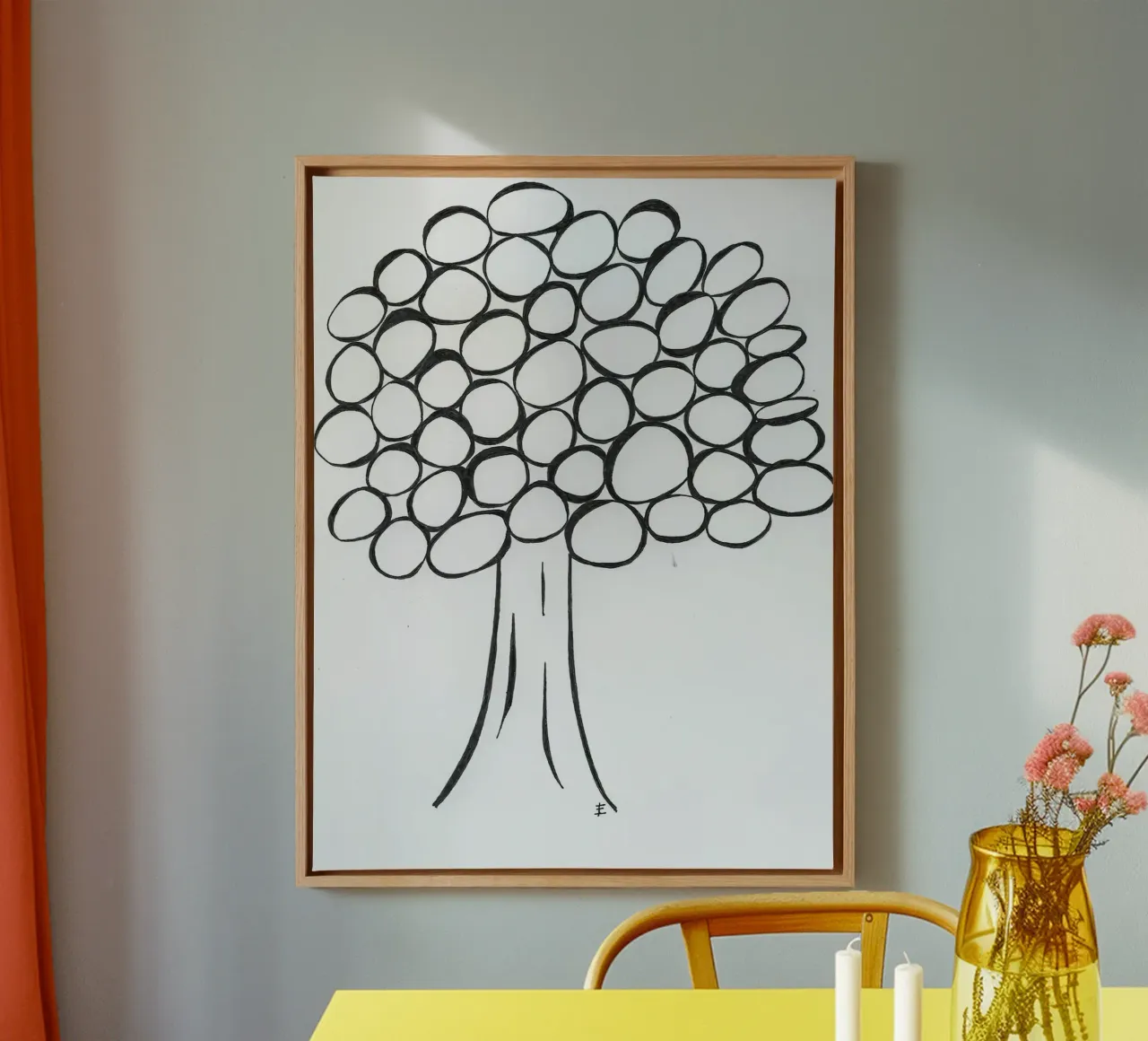 Albero in bianco e nero tela con Cornice a cassetta da Sabine Klein