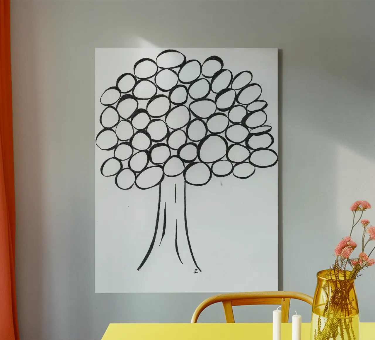 Albero in bianco e nero tela con Cornice a cassetta da Sabine Klein