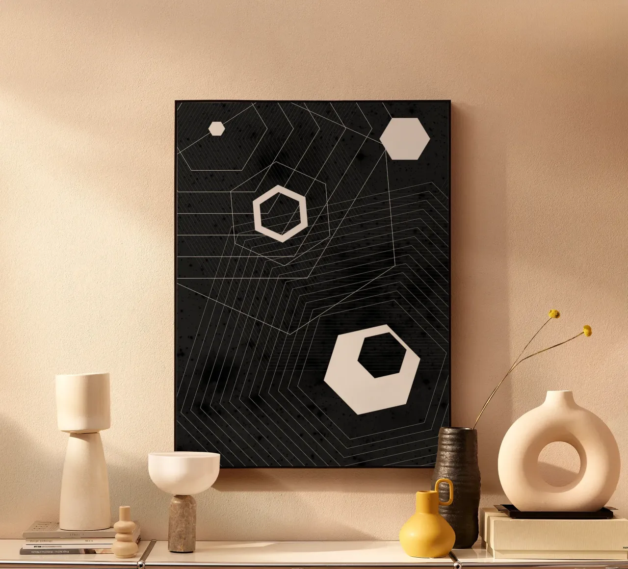 Geometrico in bianco e nero alluminio dibond da Sabine Klein