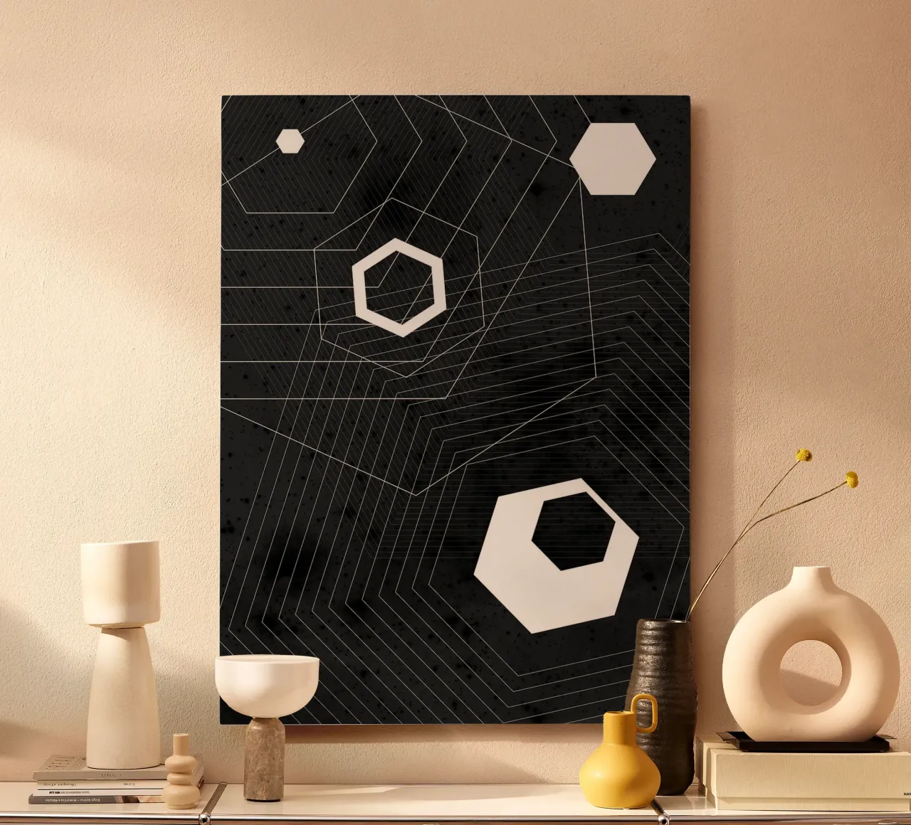 Geometrico in bianco e nero alluminio dibond da Sabine Klein