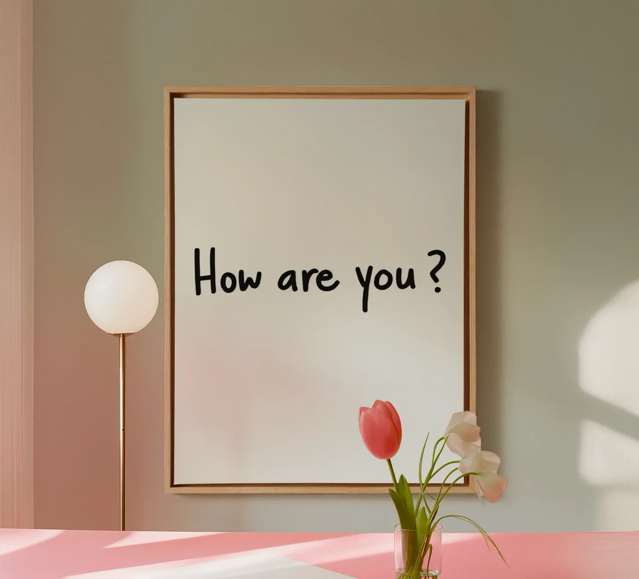 How are you_ Text Art canvas with Floater frame by Sabine Klein