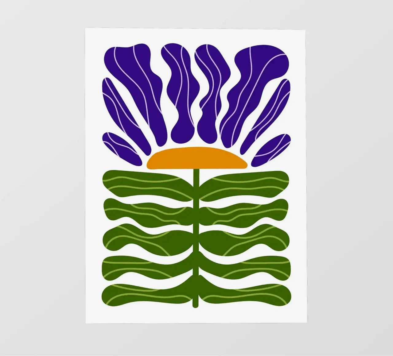 Ilustración abstracta de flores moradas y verdes lámina retroiluminada de Sabine Klein