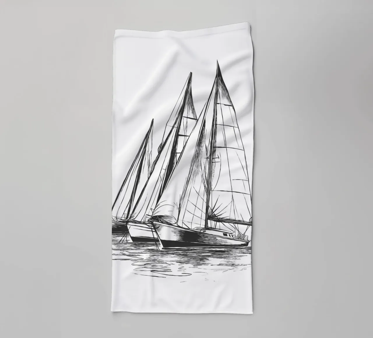 Sailing regatta in sketch form towel by pixelbull - medieval art and more