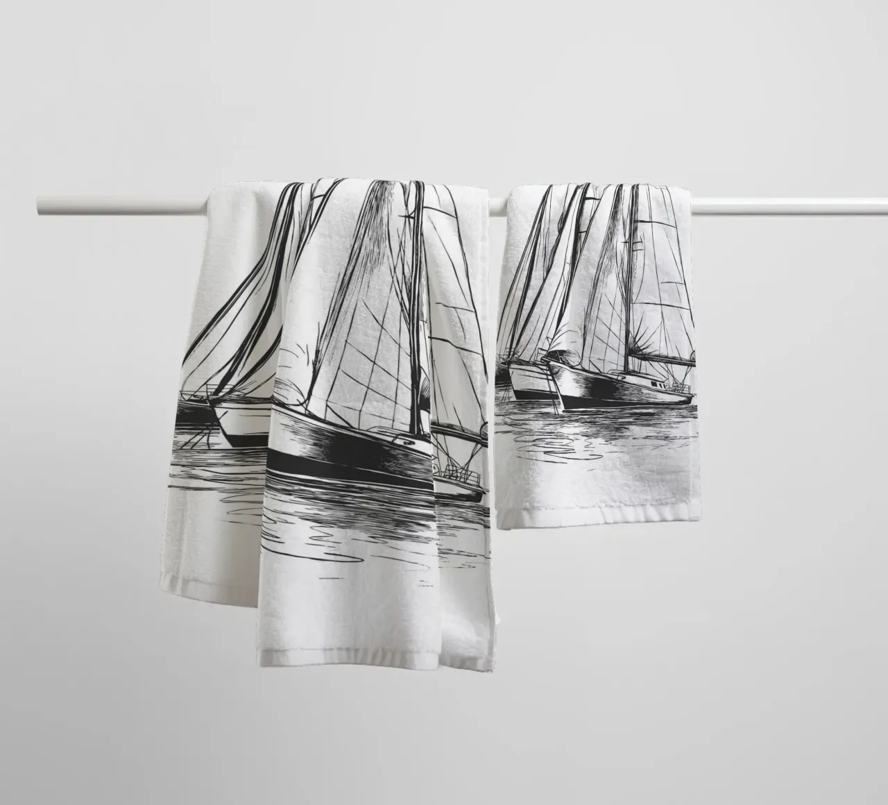 Sailing regatta in sketch form towel by pixelbull - medieval art and more