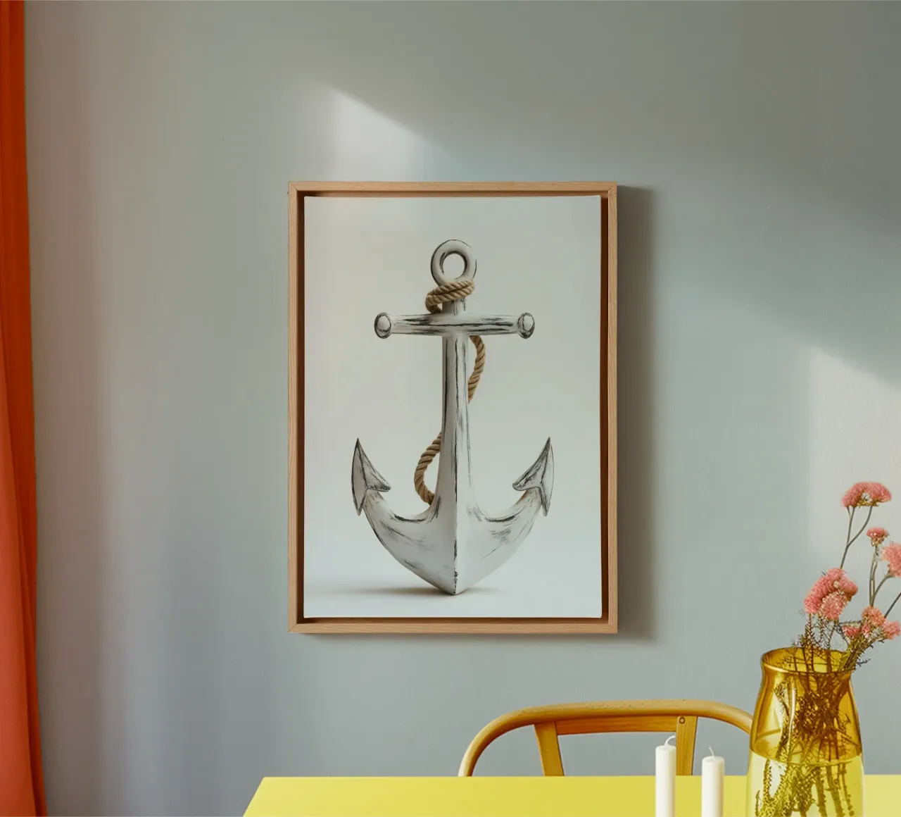 Rustic anchor with rope canvas with Floater frame by pixelbull - medieval art and more