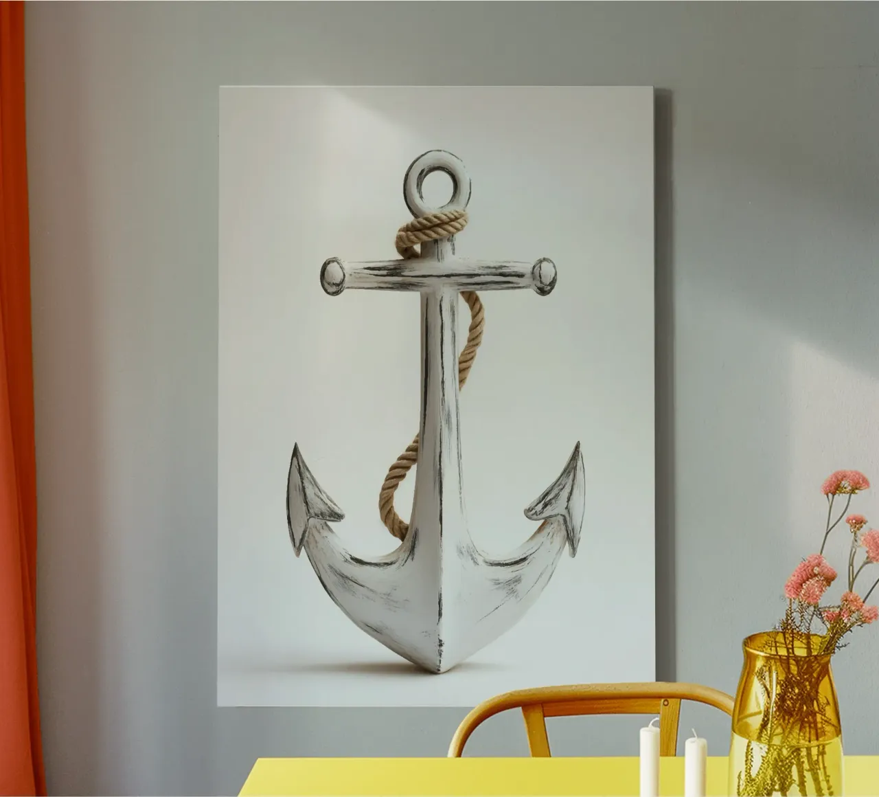 Rustic anchor with rope canvas with Floater frame by pixelbull - medieval art and more
