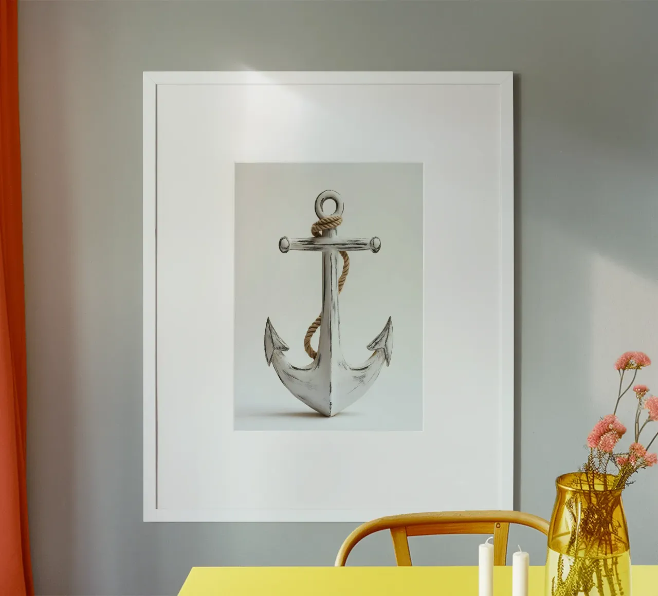 Rustiek anker met touw poster met aluminium frame van pixelbull - medieval art and more