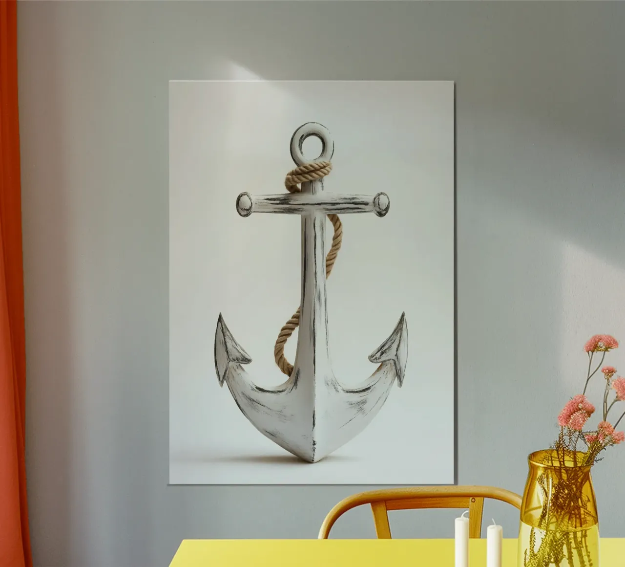 Rustiek anker met touw poster met aluminium frame van pixelbull - medieval art and more