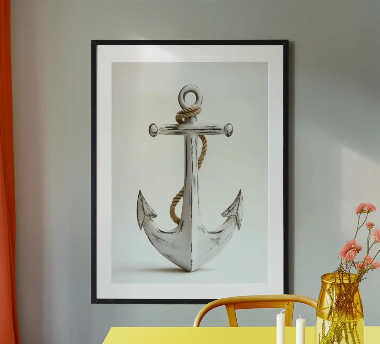Rustiek anker met touw poster met aluminium frame van pixelbull - medieval art and more