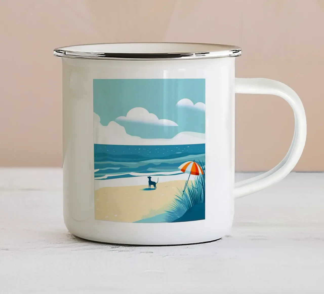 dog in the beach tazza in smalto da melts
