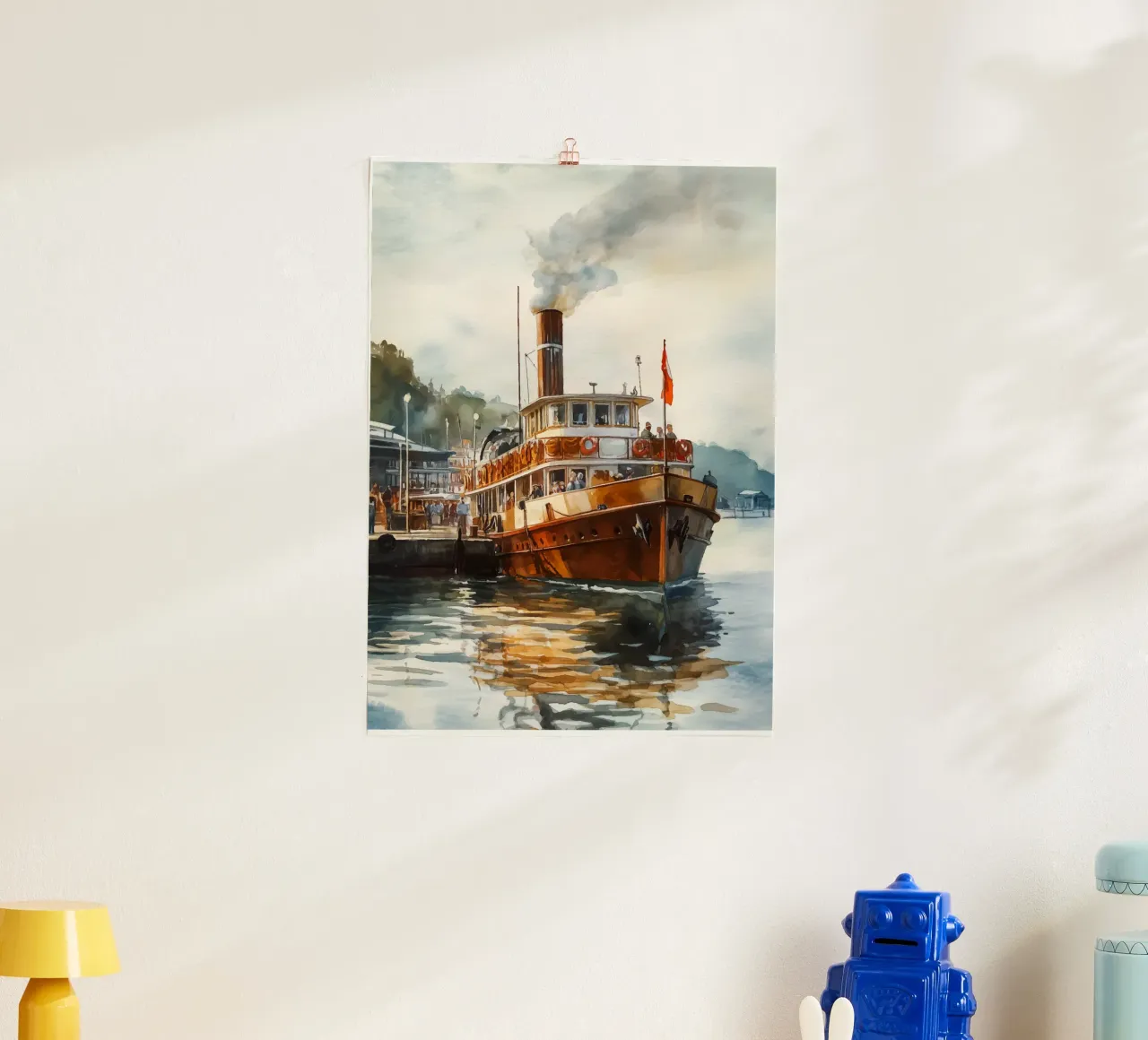 Dampfschiff im Hafenleben Poster von pixelbull - medieval art and more