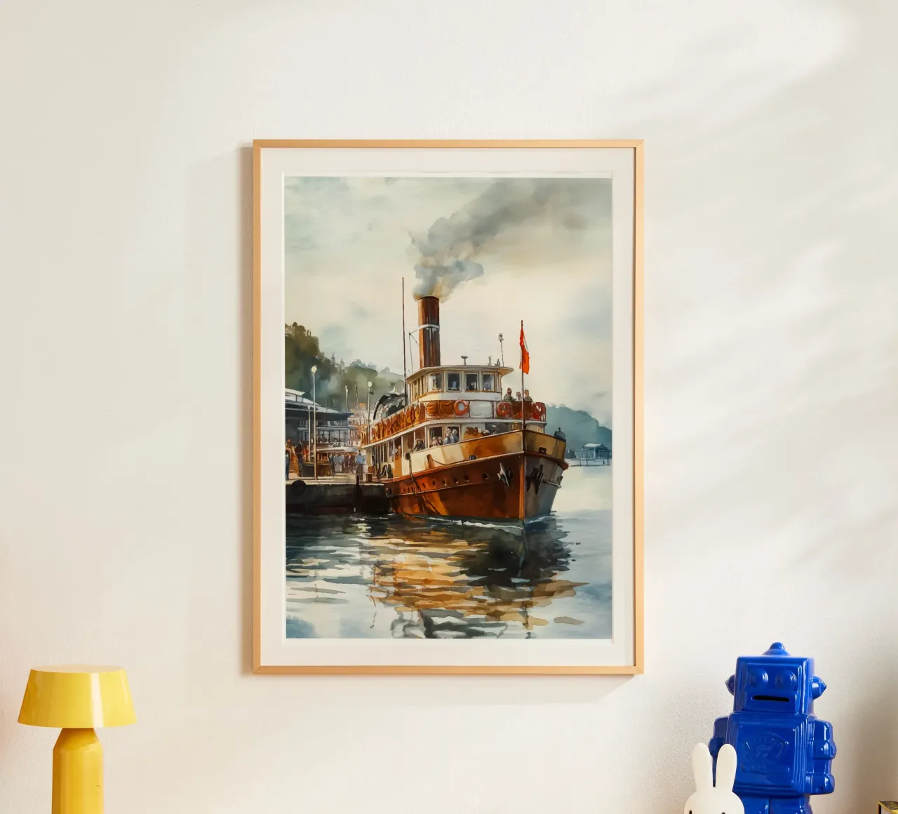 Dampfschiff im Hafenleben Poster von pixelbull - medieval art and more