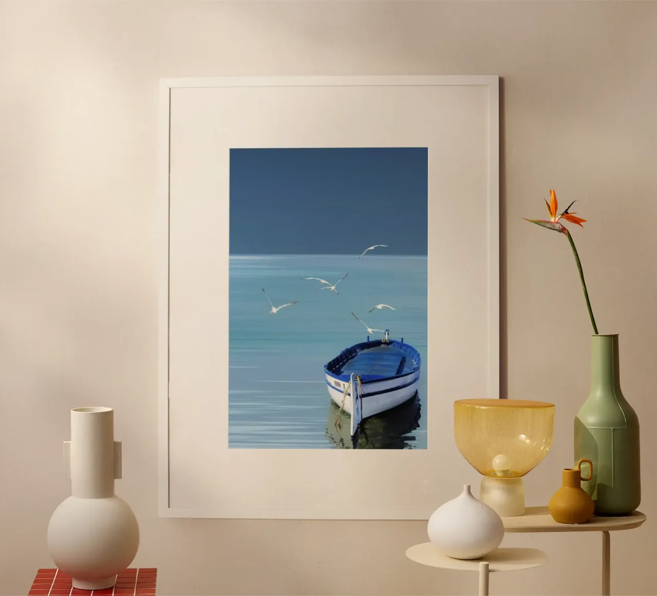 the boat with bird poster con telaio in plastica da melts