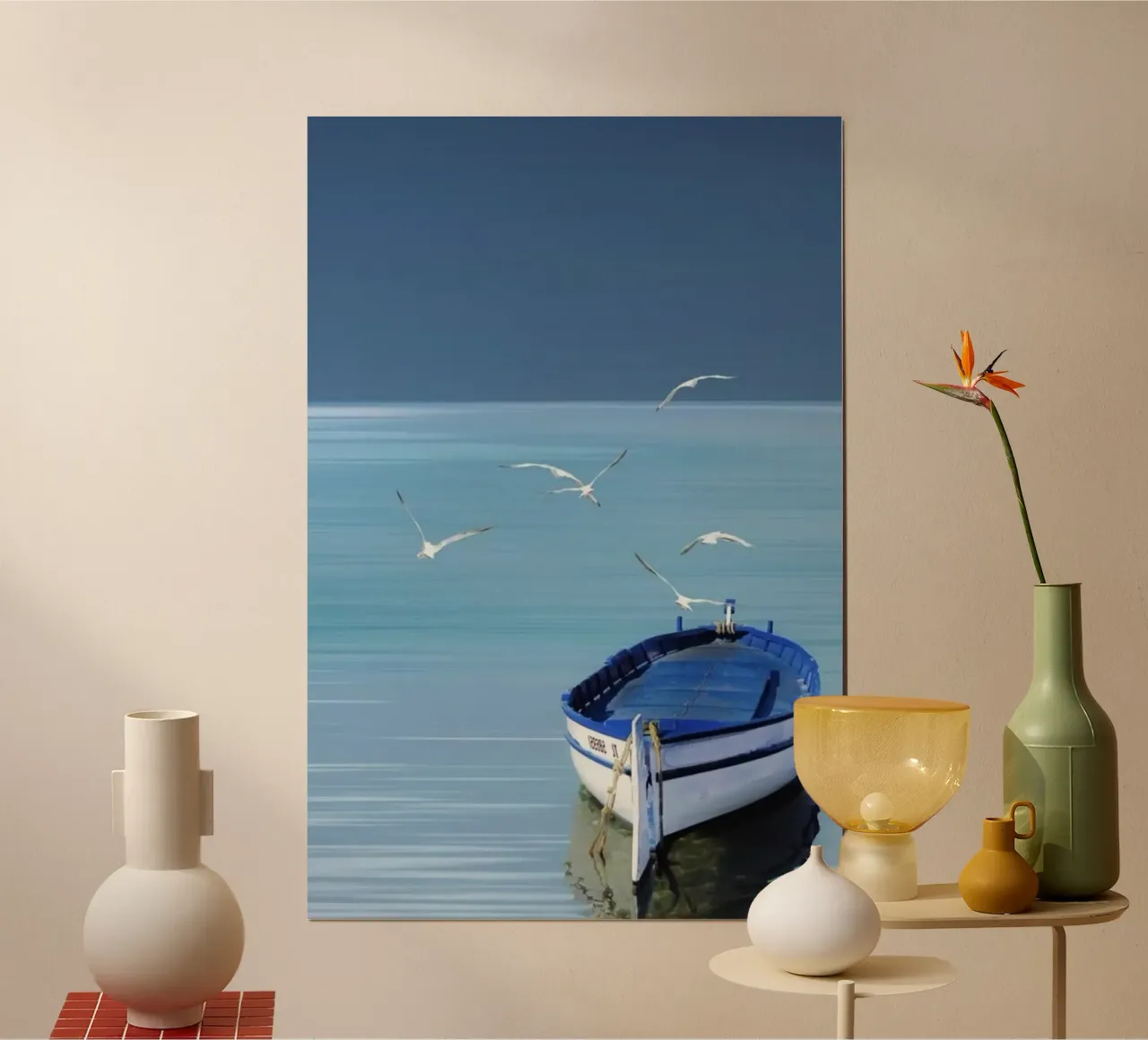 the boat with bird poster con telaio in plastica da melts